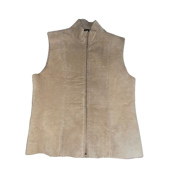 Express World Brand Full Zip 100% Genuine Leather Sleeveless Vest Size Large - Picture 1 of 4